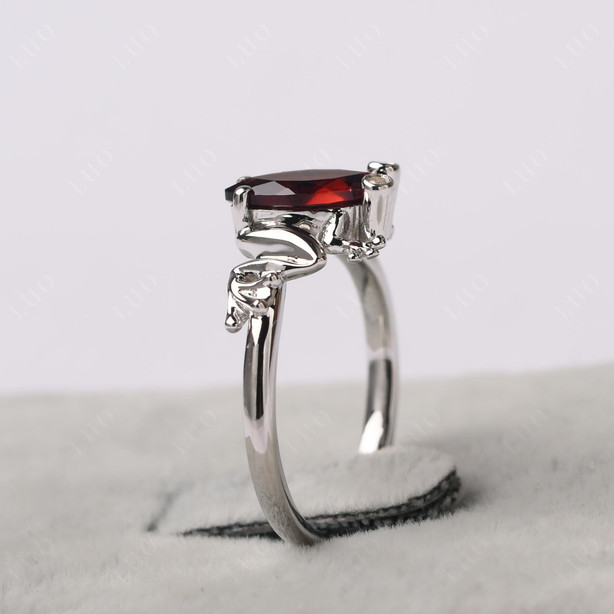 Marquise Cut Garnet Frog Ring - LUO Jewelry