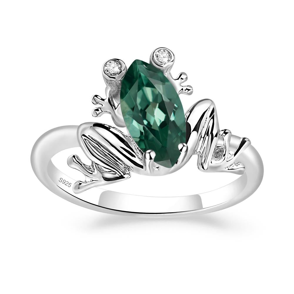 Marquise Cut Green Sapphire Frog Ring - LUO Jewelry #metal_sterling silver