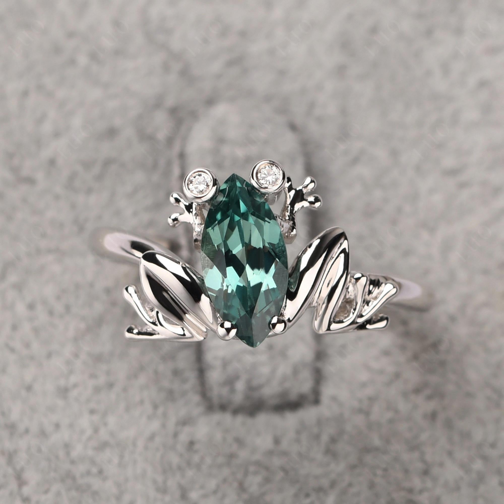 Marquise Cut Green Sapphire Frog Ring - LUO Jewelry