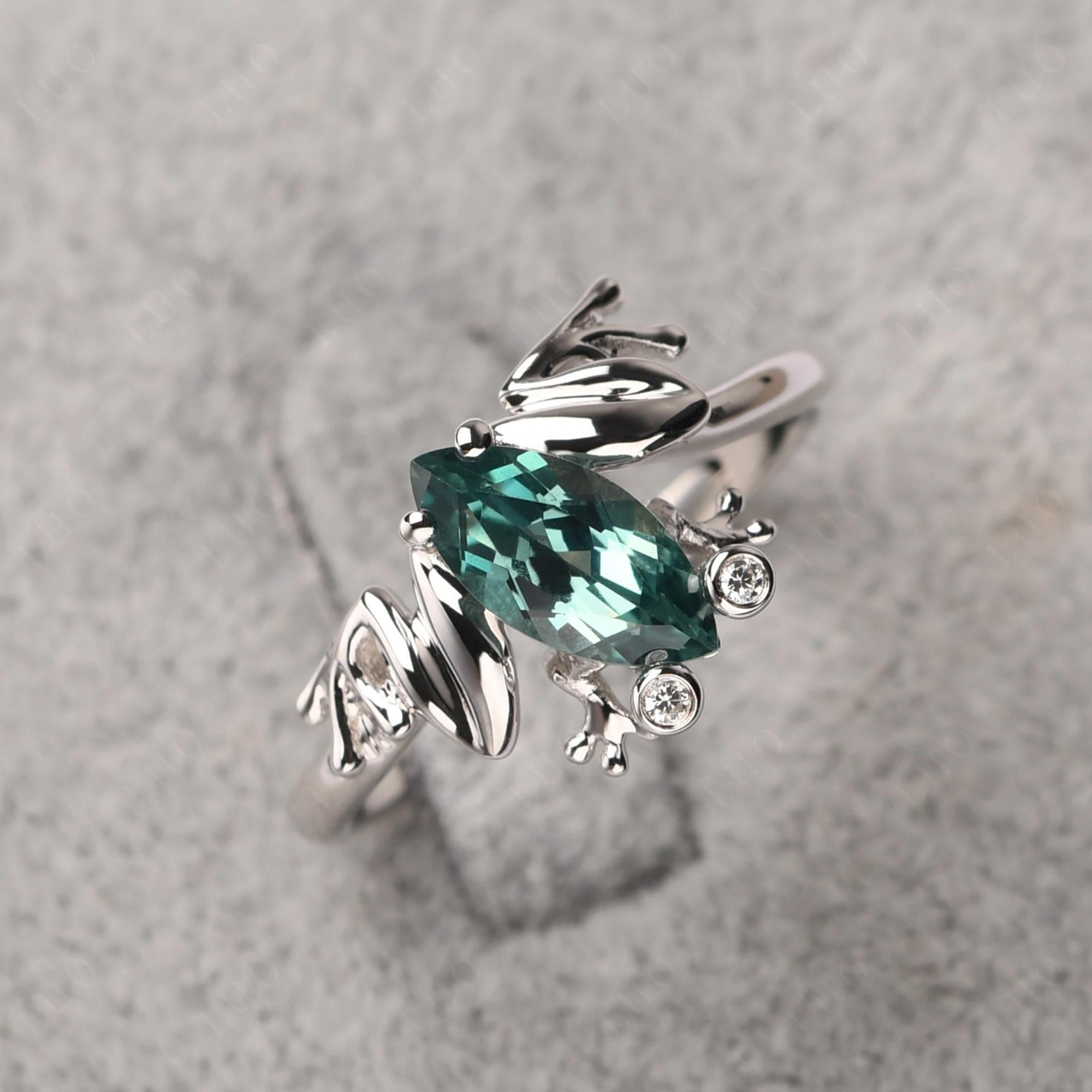 Marquise Cut Green Sapphire Frog Ring - LUO Jewelry