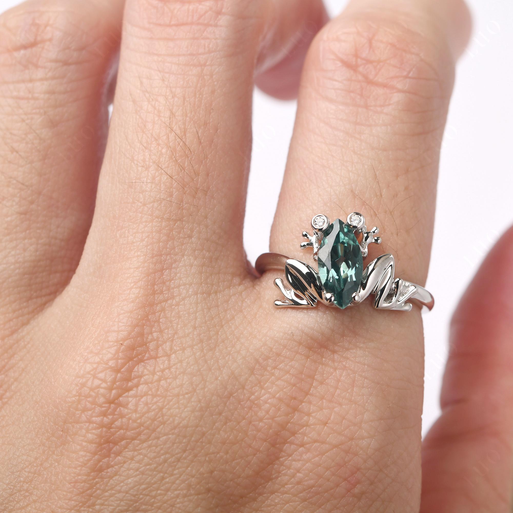 Marquise Cut Green Sapphire Frog Ring - LUO Jewelry