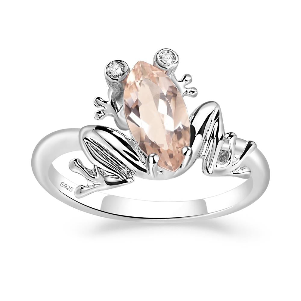 Marquise Cut Morganite Frog Ring - LUO Jewelry #metal_sterling silver
