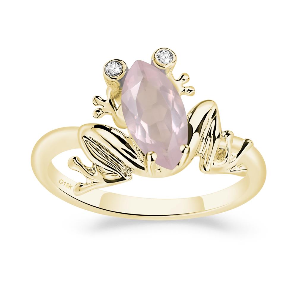 Marquise Cut Rose Quartz Frog Ring - LUO Jewelry #metal_18k yellow gold