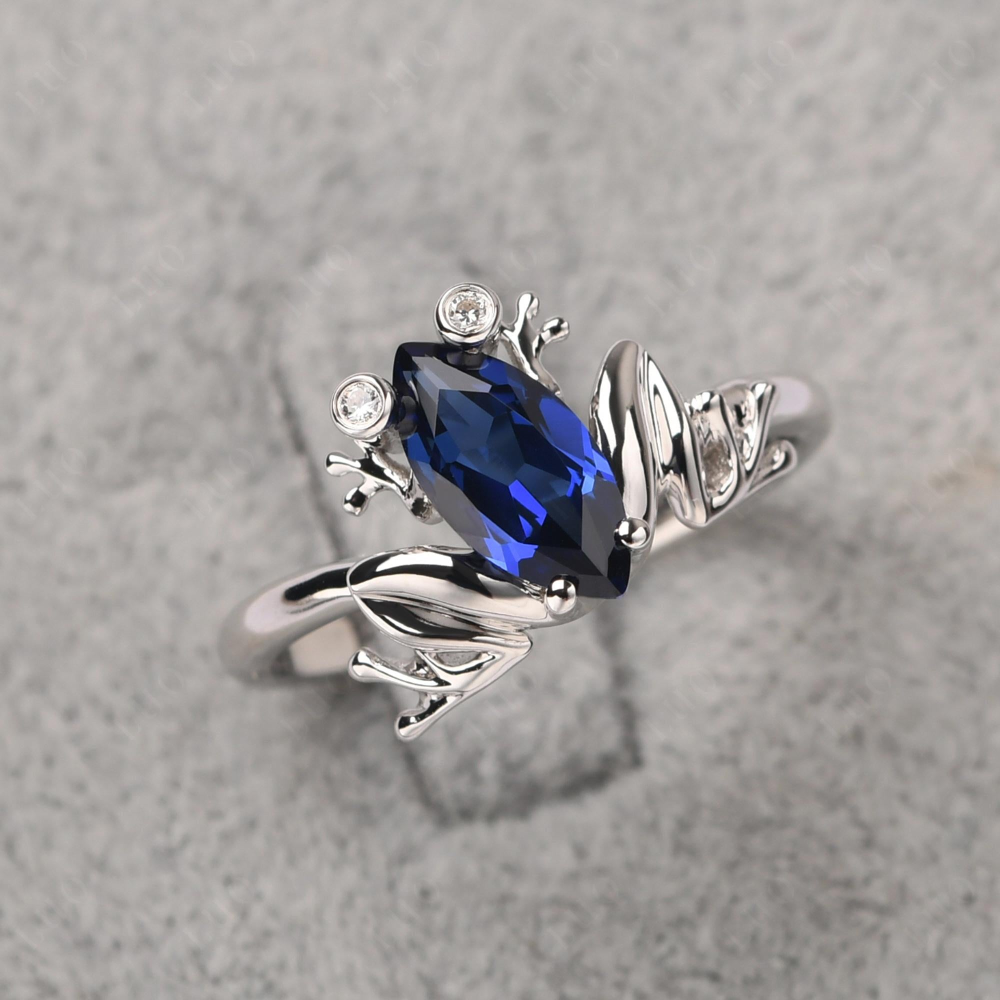Marquise Cut Lab Created Sapphire Frog Ring - LUO Jewelry
