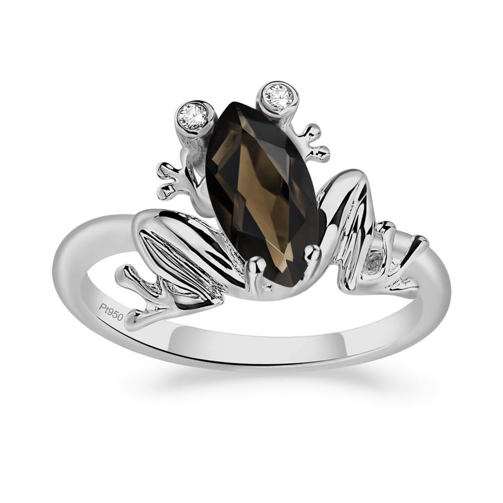 Marquise Cut Smoky Quartz Frog Ring - LUO Jewelry #metal_platinum