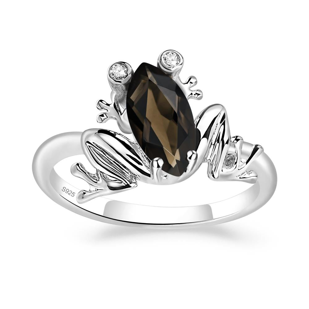 Marquise Cut Smoky Quartz Frog Ring - LUO Jewelry #metal_sterling silver