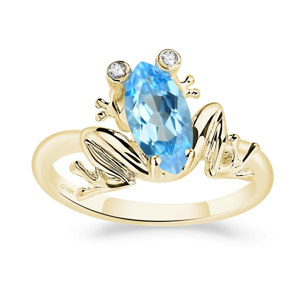 Marquise Cut Swiss Blue Topaz Frog Ring - LUO Jewelry #metal_18k yellow gold