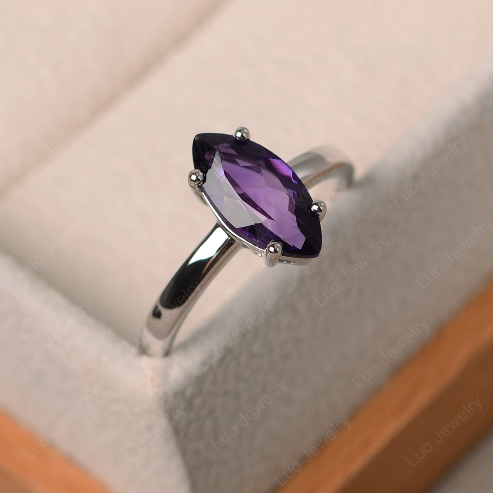 Marquise Cut Amethyst Solitaire Ring Rose Gold - LUO Jewelry