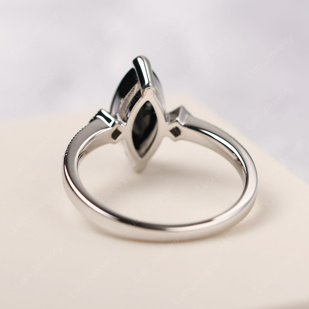 Marquise Cut Black Spinel Promise Ring Gold - LUO Jewelry