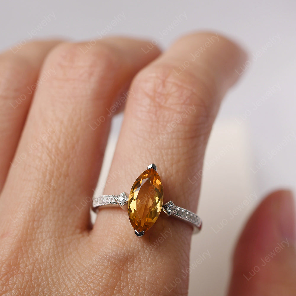 Marquise Cut Citrine Promise Ring Gold - LUO Jewelry