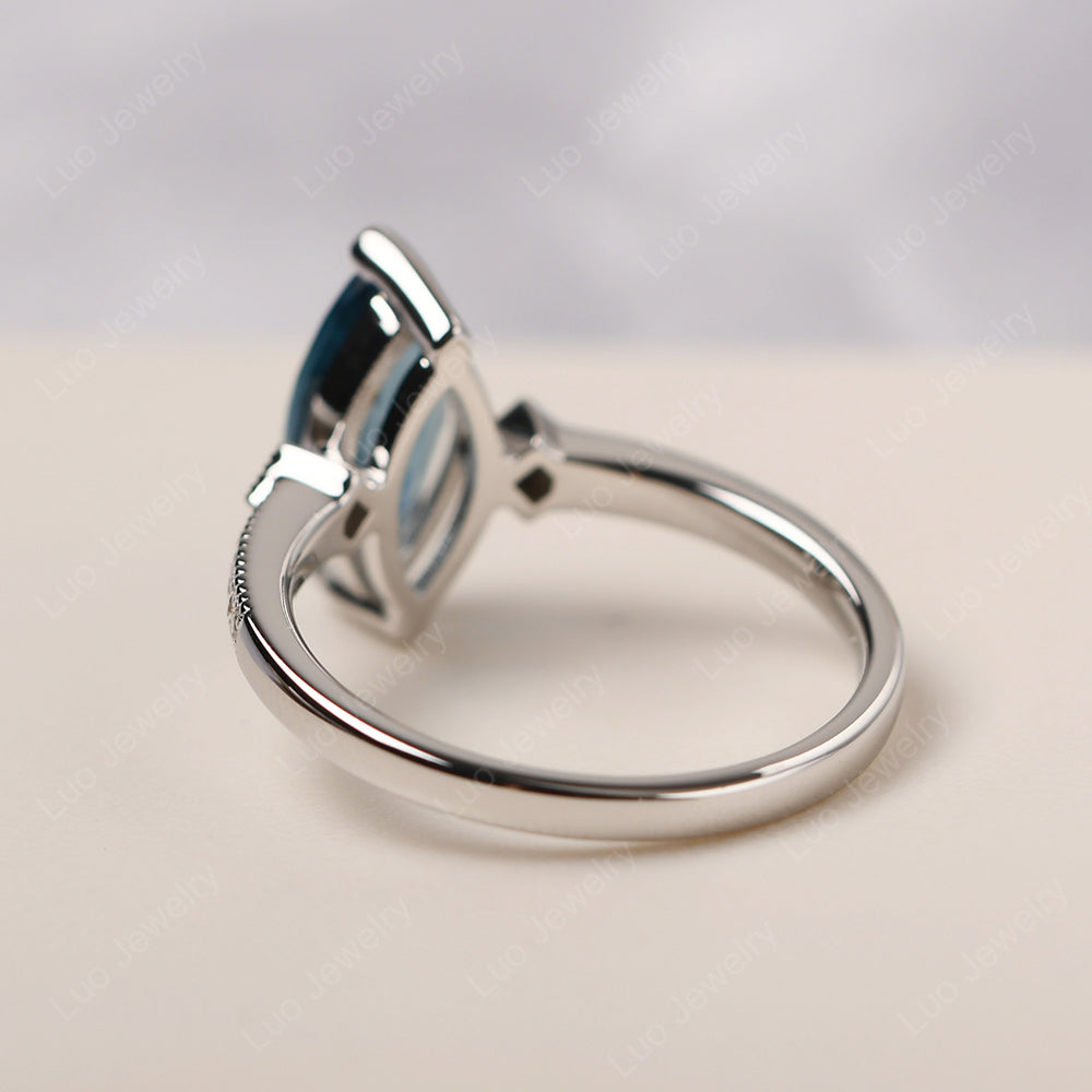 Marquise Cut London Blue Topaz Promise Ring Gold - LUO Jewelry