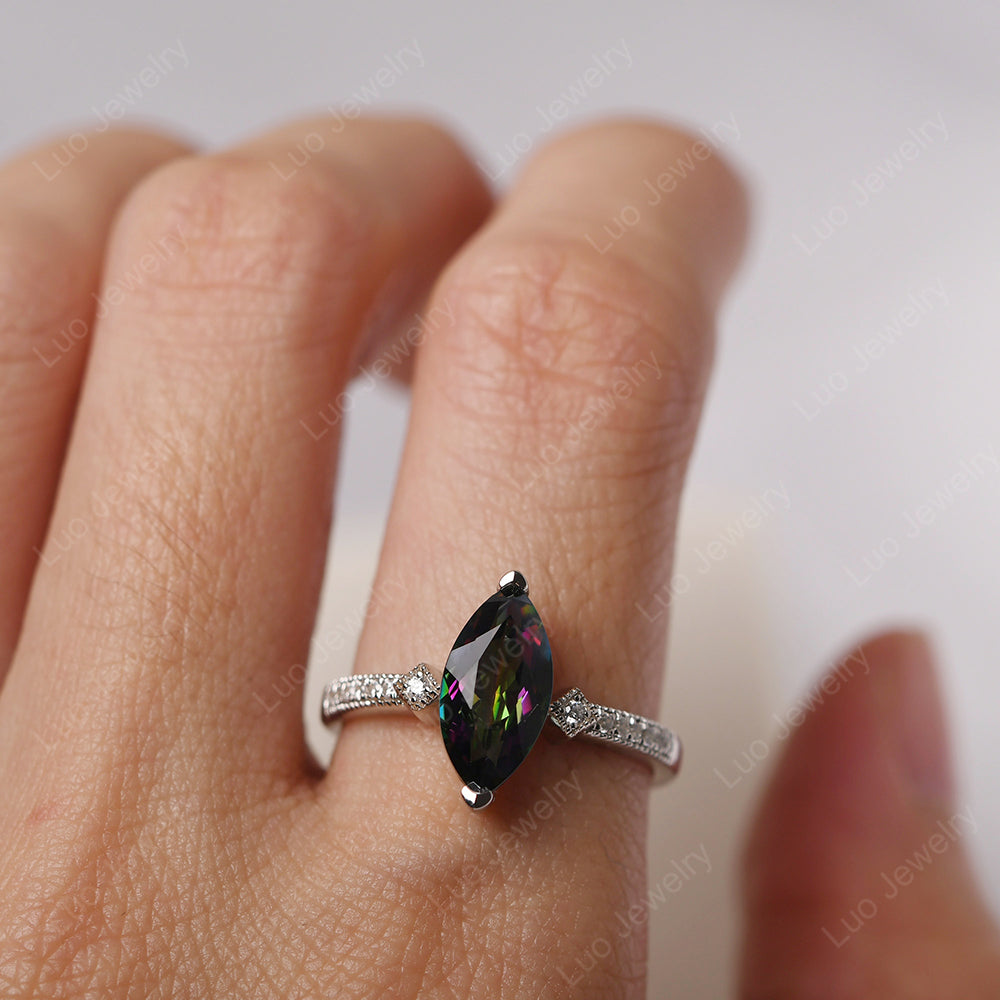 Marquise Cut Mystic Topaz Promise Ring Gold - LUO Jewelry