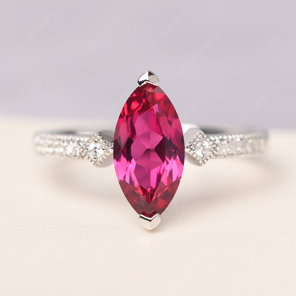 Marquise Cut Ruby Promise Ring LUO - Main Image