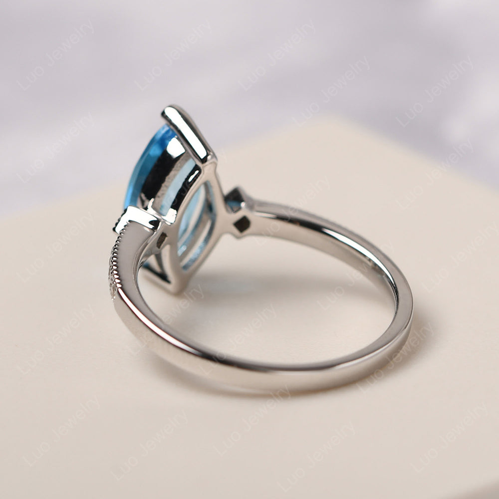 Marquise Cut Swiss Blue Topaz Promise Ring Gold - LUO Jewelry