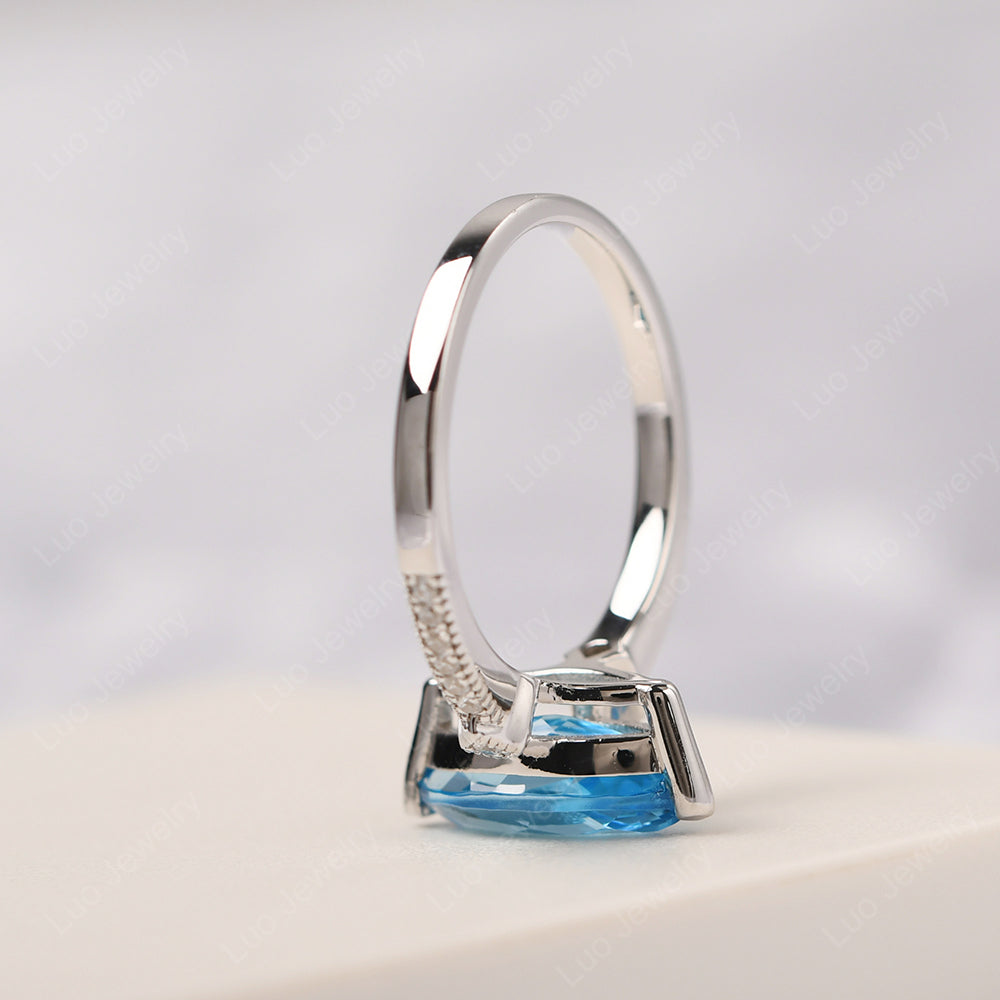 Marquise Cut Swiss Blue Topaz Promise Ring Gold - LUO Jewelry