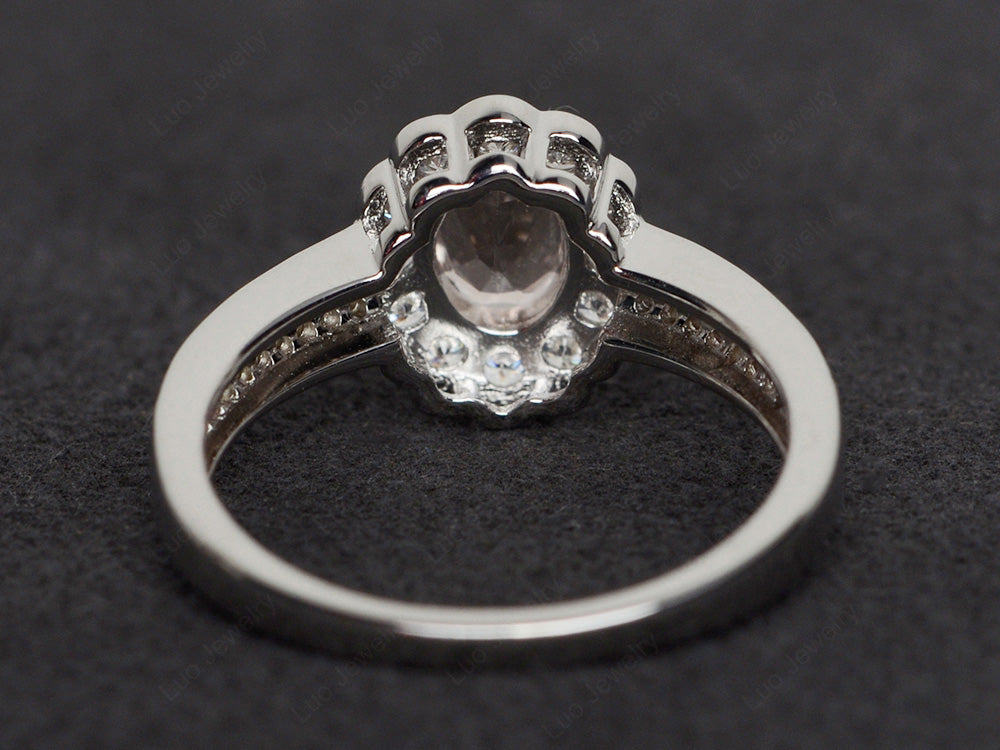 Oval Cut Morganite Flower Engagement Ring - LUO Jewelry