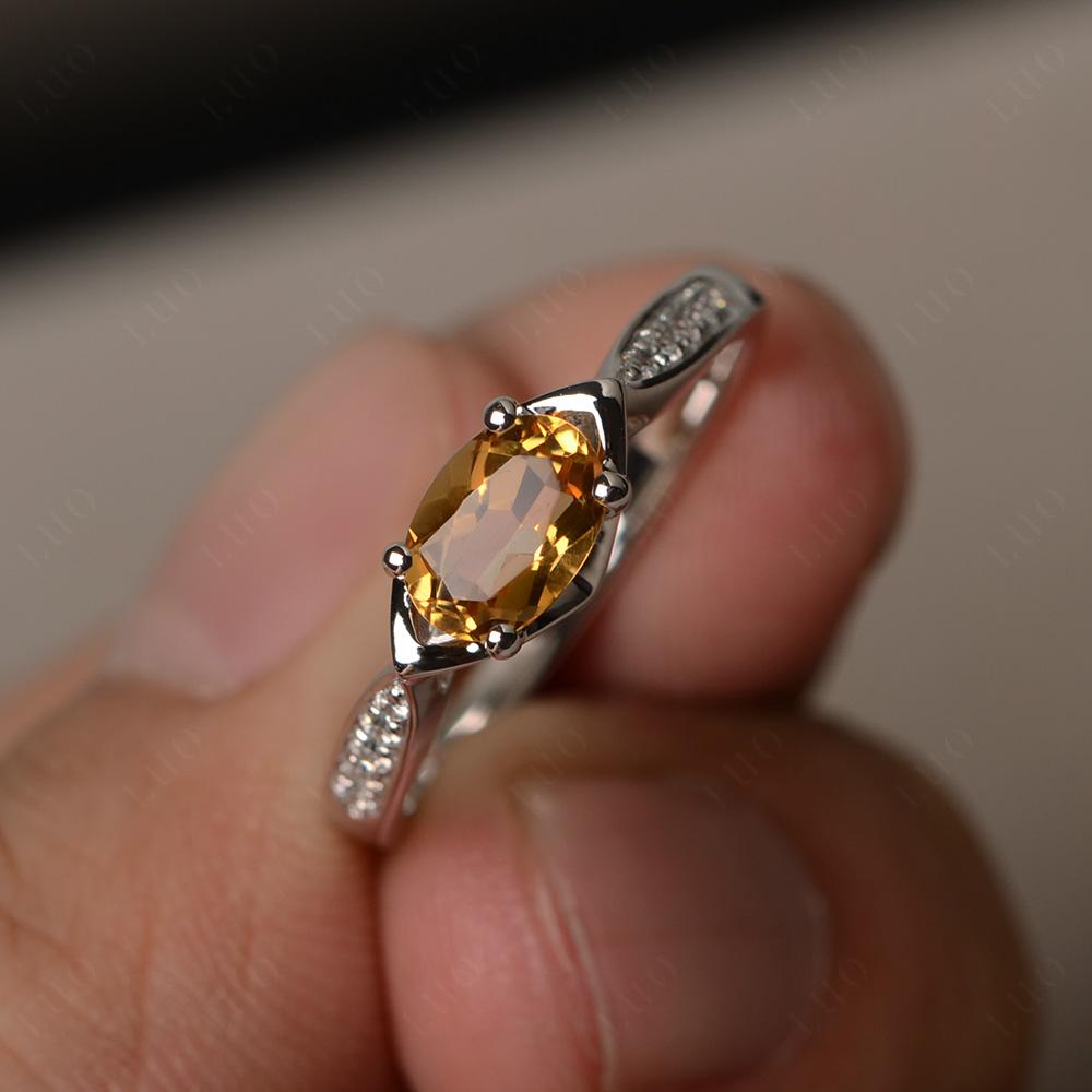 Petite Oval Horizontal Citrine Ring - LUO Jewelry