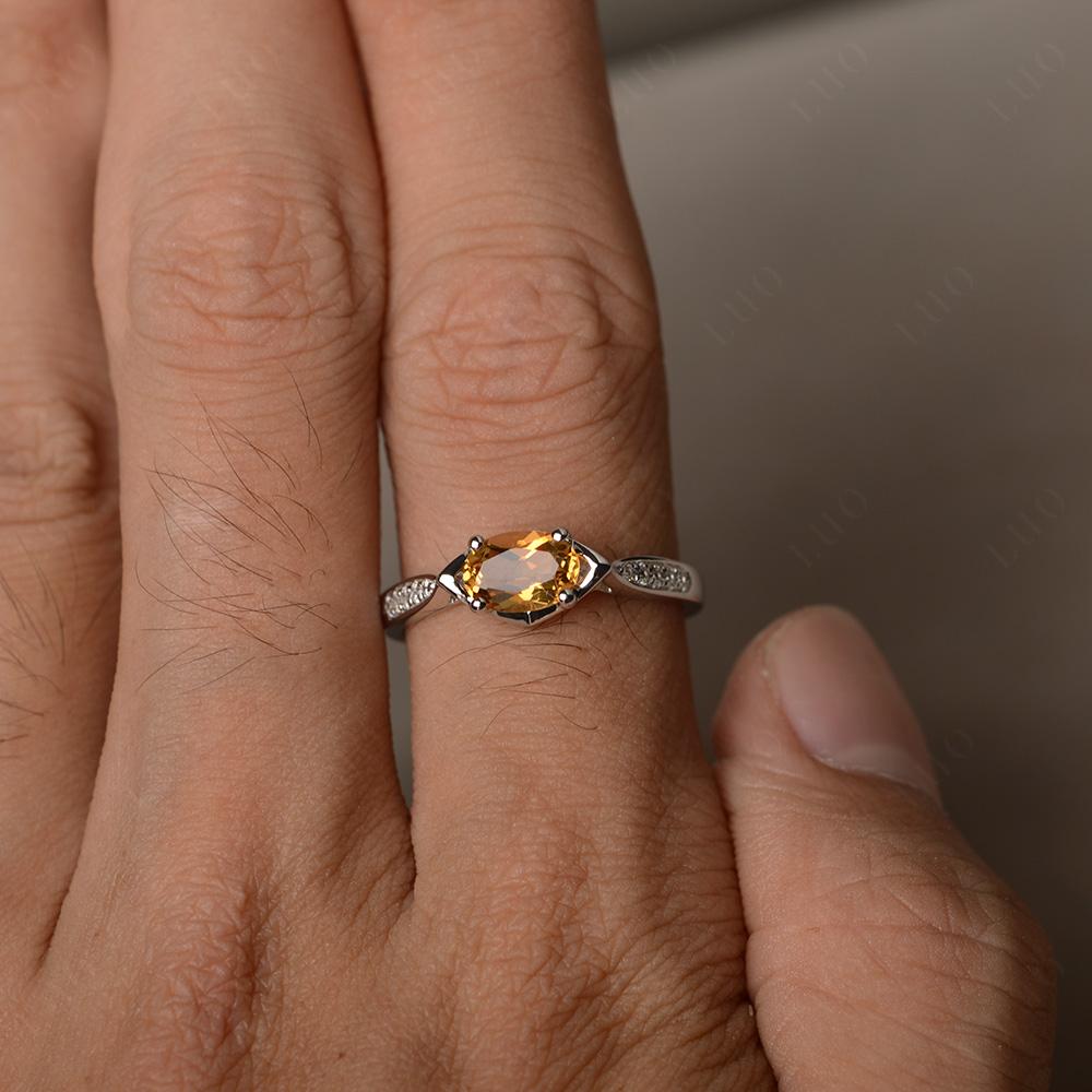 Petite Oval Horizontal Citrine Ring - LUO Jewelry
