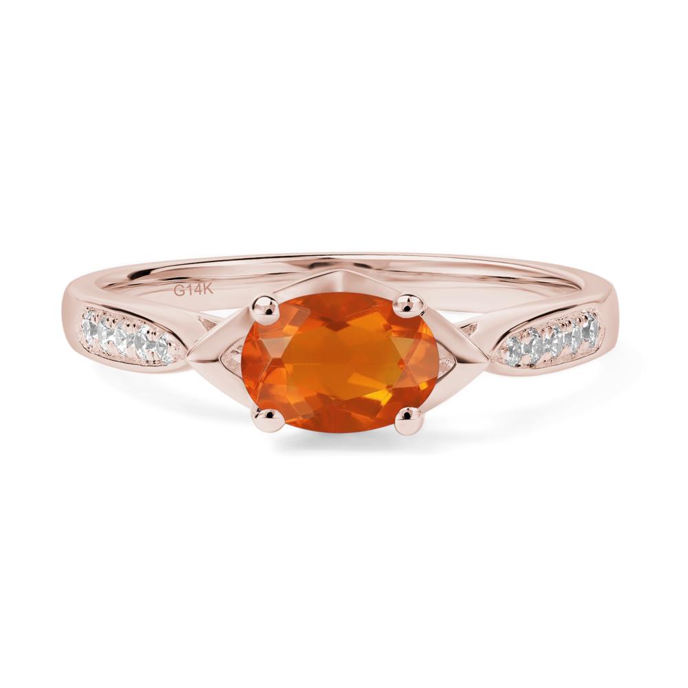 Petite Oval Horizontal Fire Opal Ring - LUO Jewelry #metal_14k rose gold