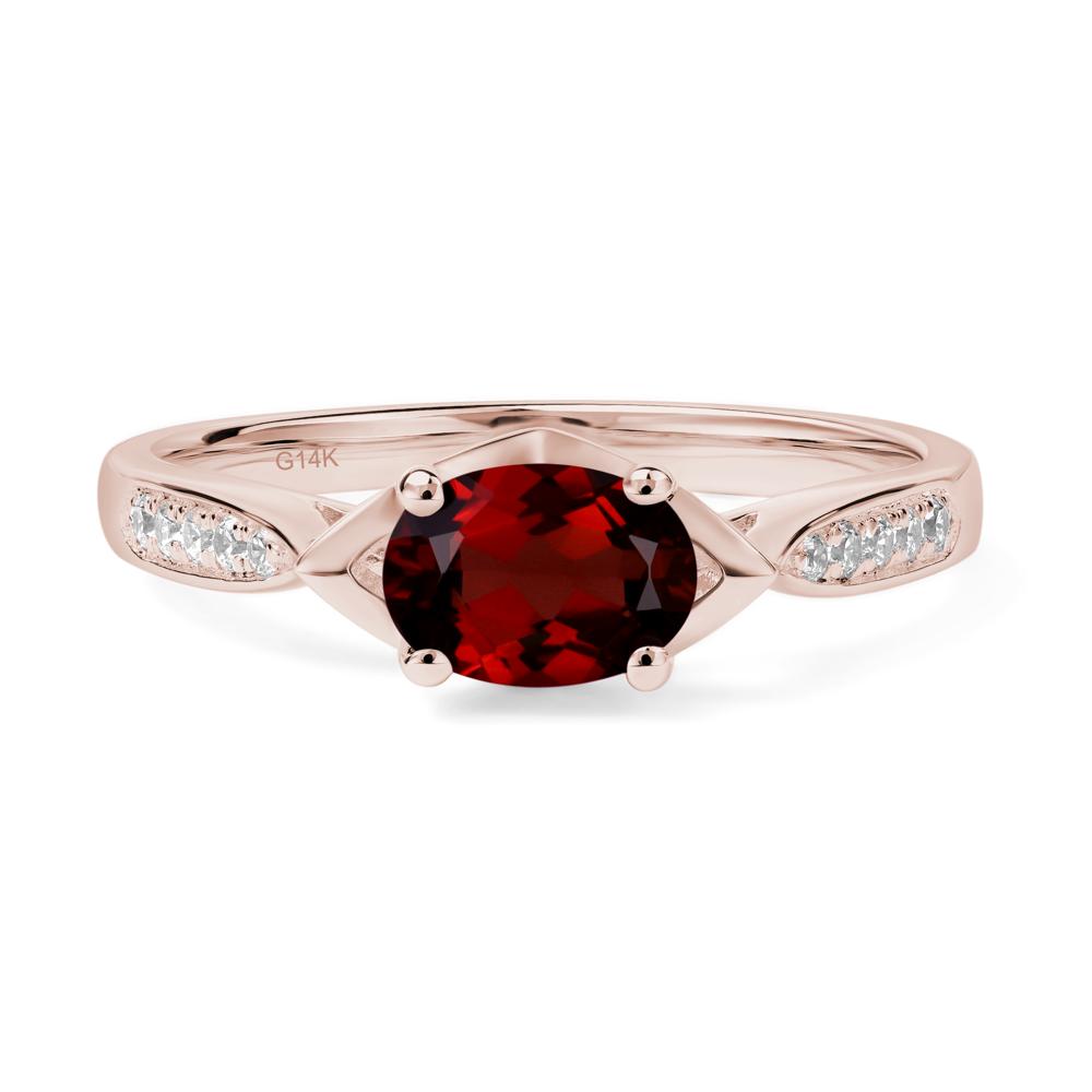 Petite Oval Horizontal Garnet Ring - LUO Jewelry #metal_14k rose gold