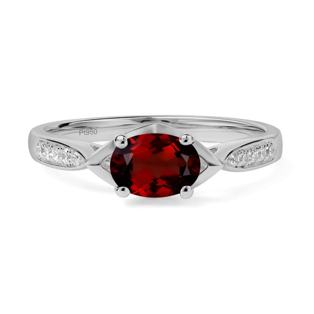 Petite Oval Horizontal Garnet Ring - LUO Jewelry #metal_platinum