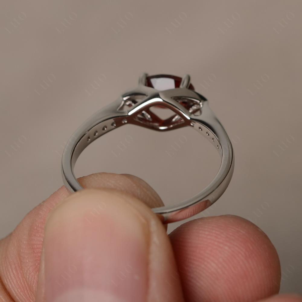 Petite Oval Horizontal Garnet Ring - LUO Jewelry