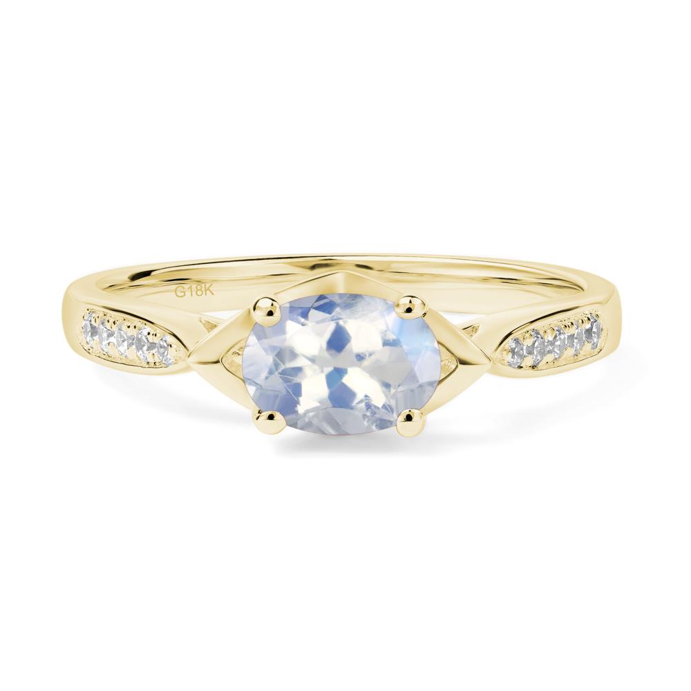 Petite Oval Horizontal Moonstone Ring - LUO Jewelry #metal_18k yellow gold