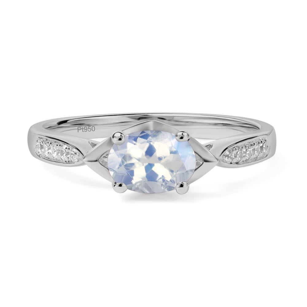 Petite Oval Horizontal Moonstone Ring - LUO Jewelry #metal_platinum