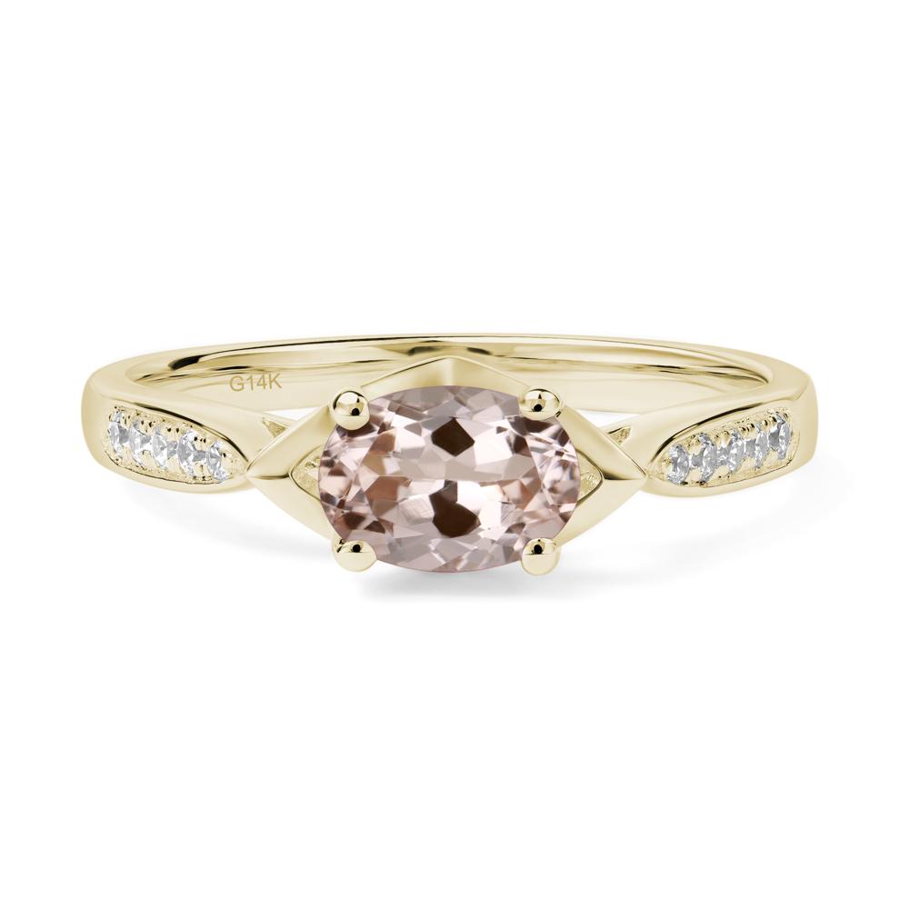 Petite Oval Horizontal Morganite Ring - LUO Jewelry #metal_14k yellow gold