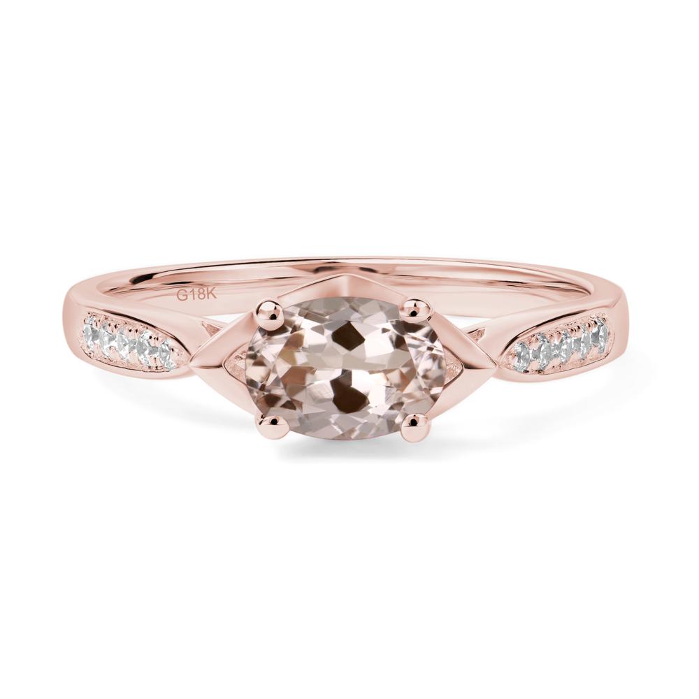 Petite Oval Horizontal Morganite Ring - LUO Jewelry #metal_18k rose gold
