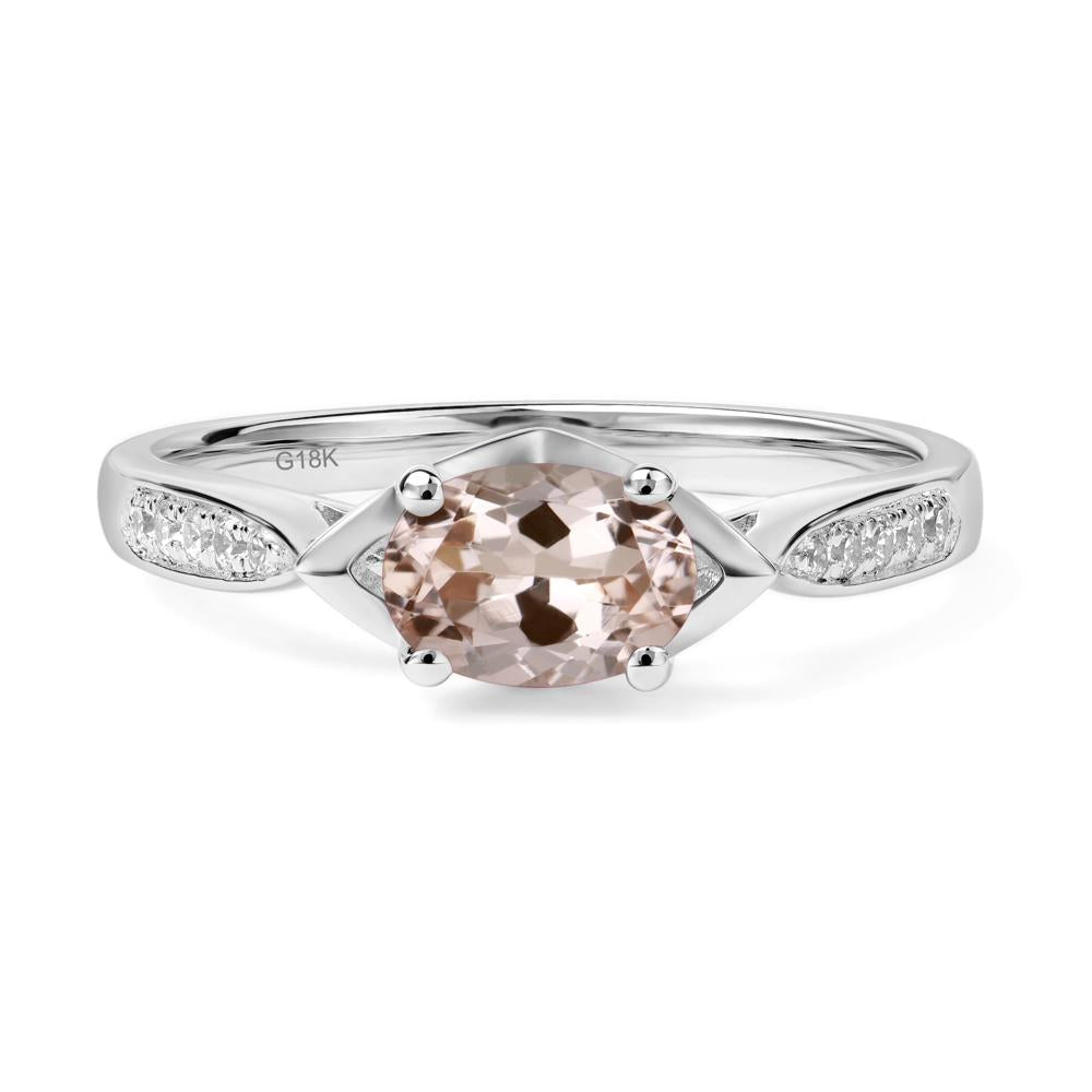 Petite Oval Horizontal Morganite Ring - LUO Jewelry #metal_18k white gold