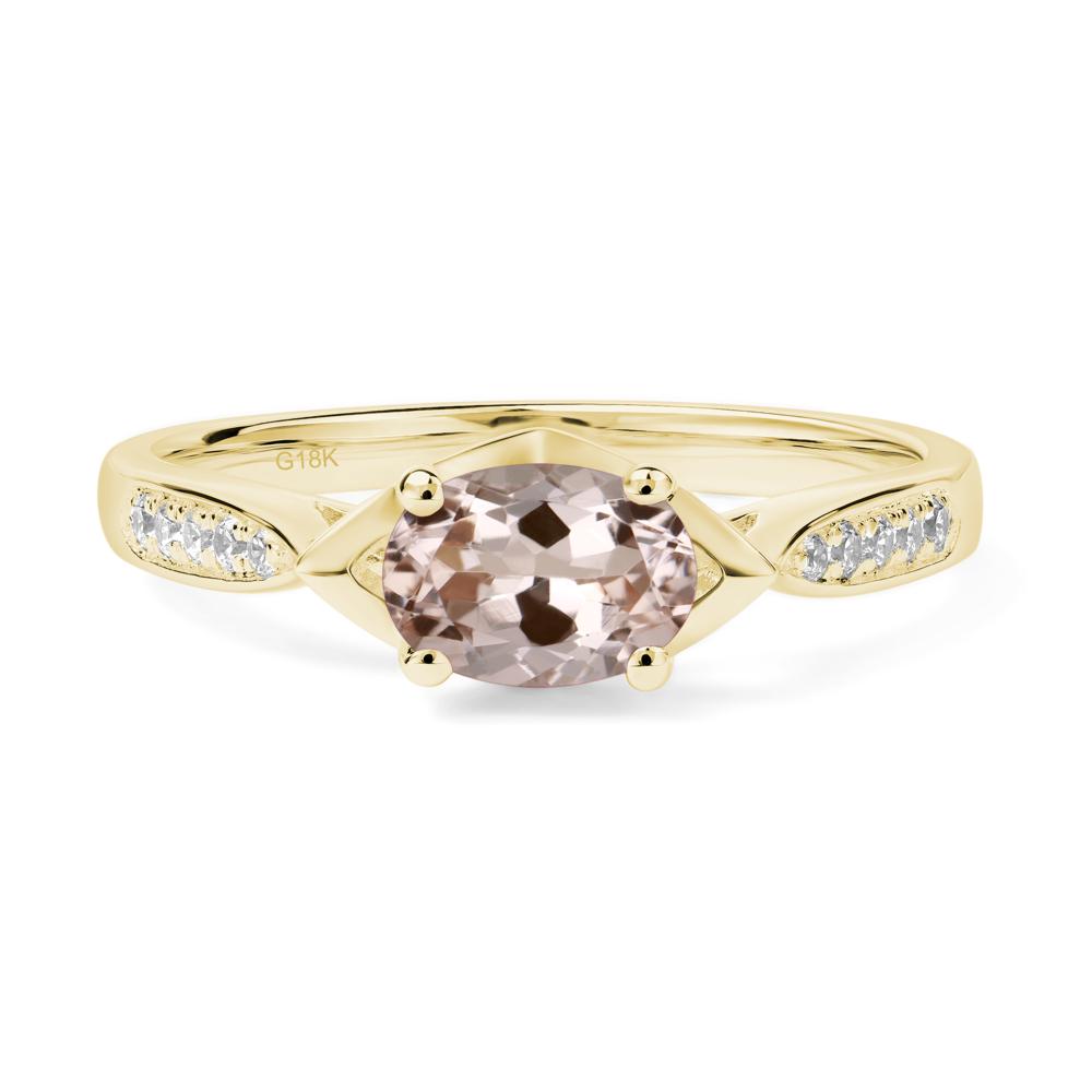 Petite Oval Horizontal Morganite Ring - LUO Jewelry #metal_18k yellow gold