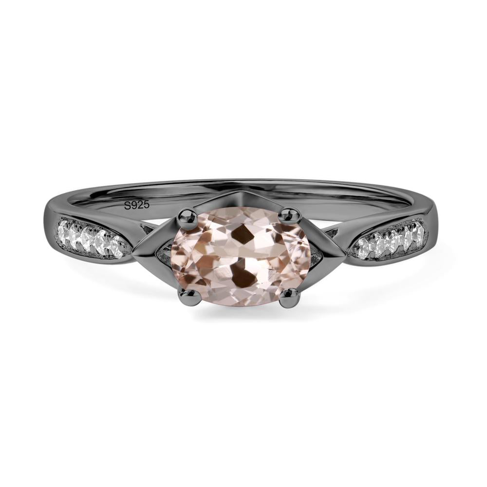 Petite Oval Horizontal Morganite Ring - LUO Jewelry #metal_black finish sterling silver