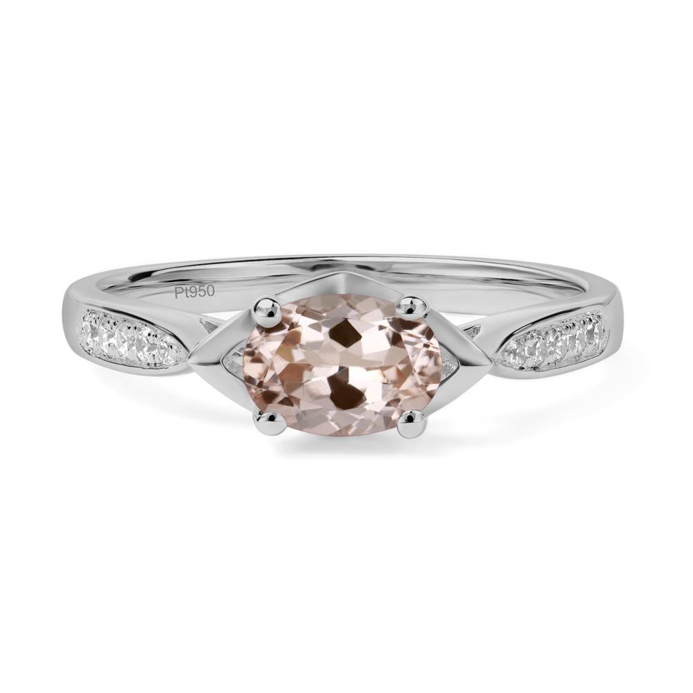 Petite Oval Horizontal Morganite Ring - LUO Jewelry #metal_platinum
