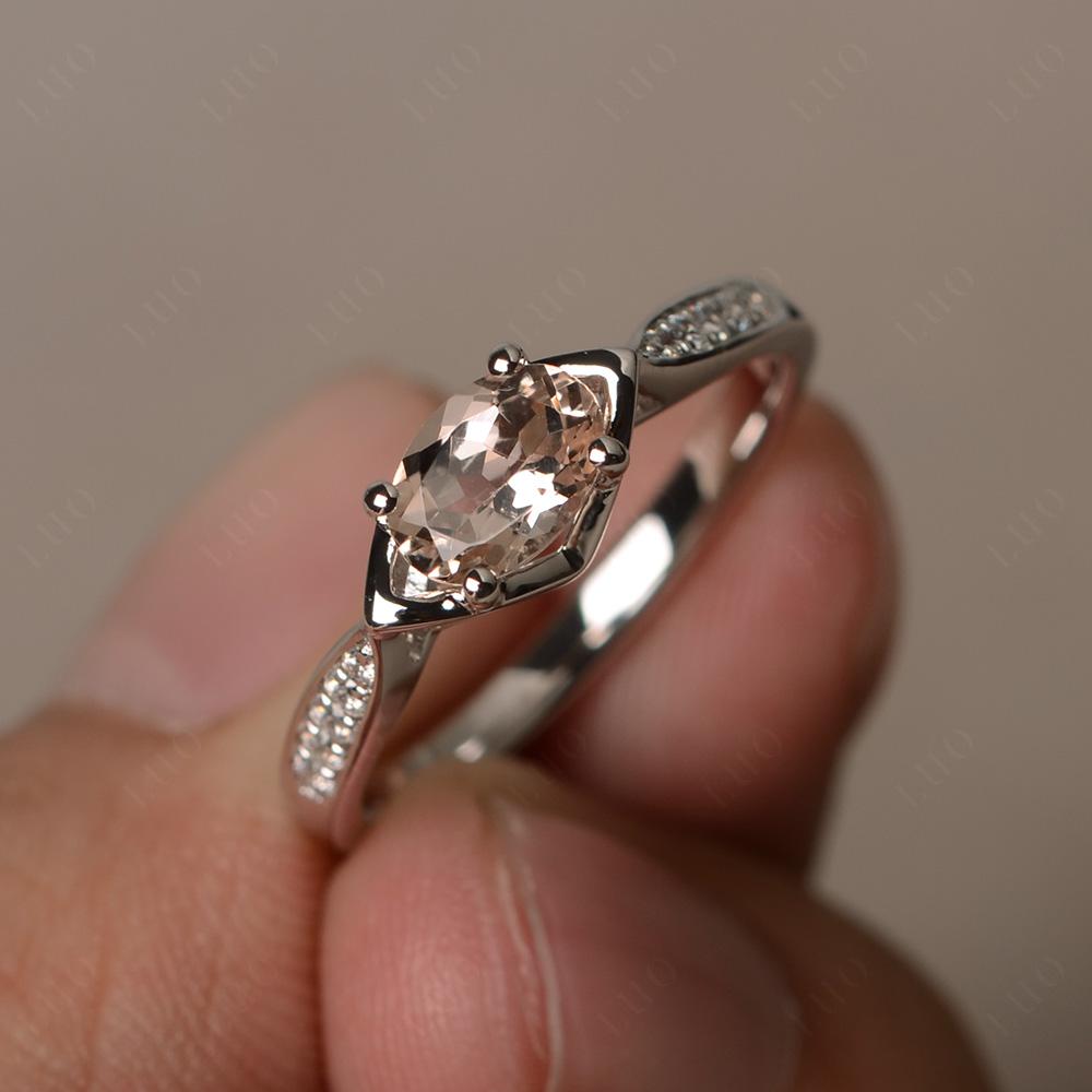Petite Oval Horizontal Morganite Ring - LUO Jewelry