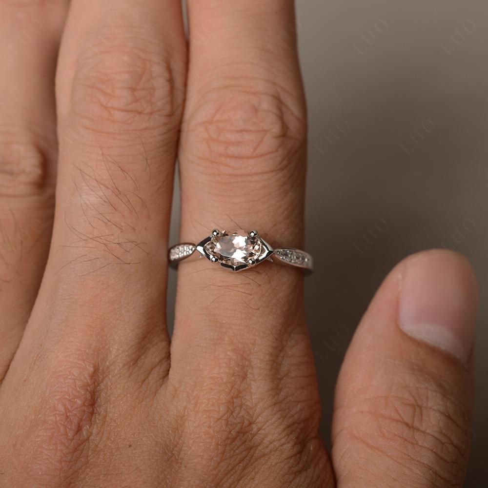 Petite Oval Horizontal Morganite Ring - LUO Jewelry