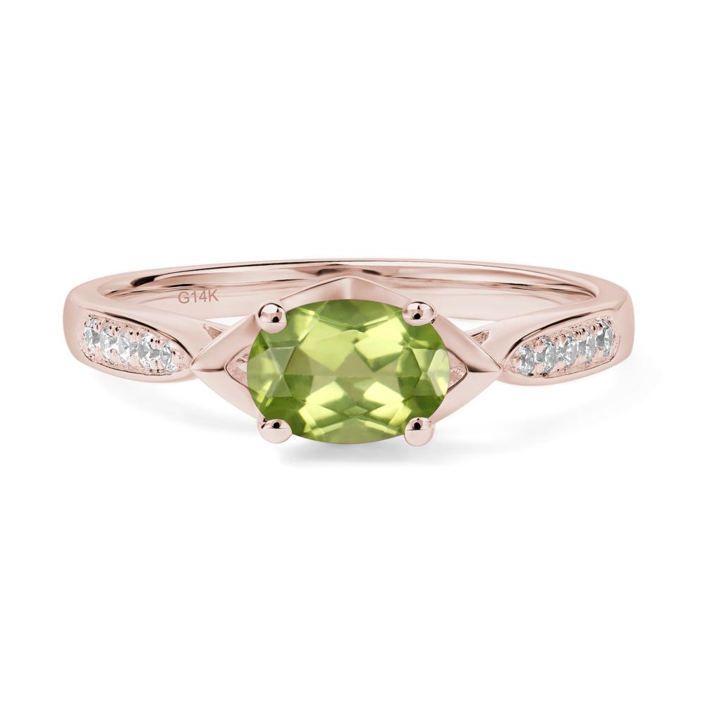 Petite Oval Horizontal Peridot Ring - LUO Jewelry #metal_14k rose gold