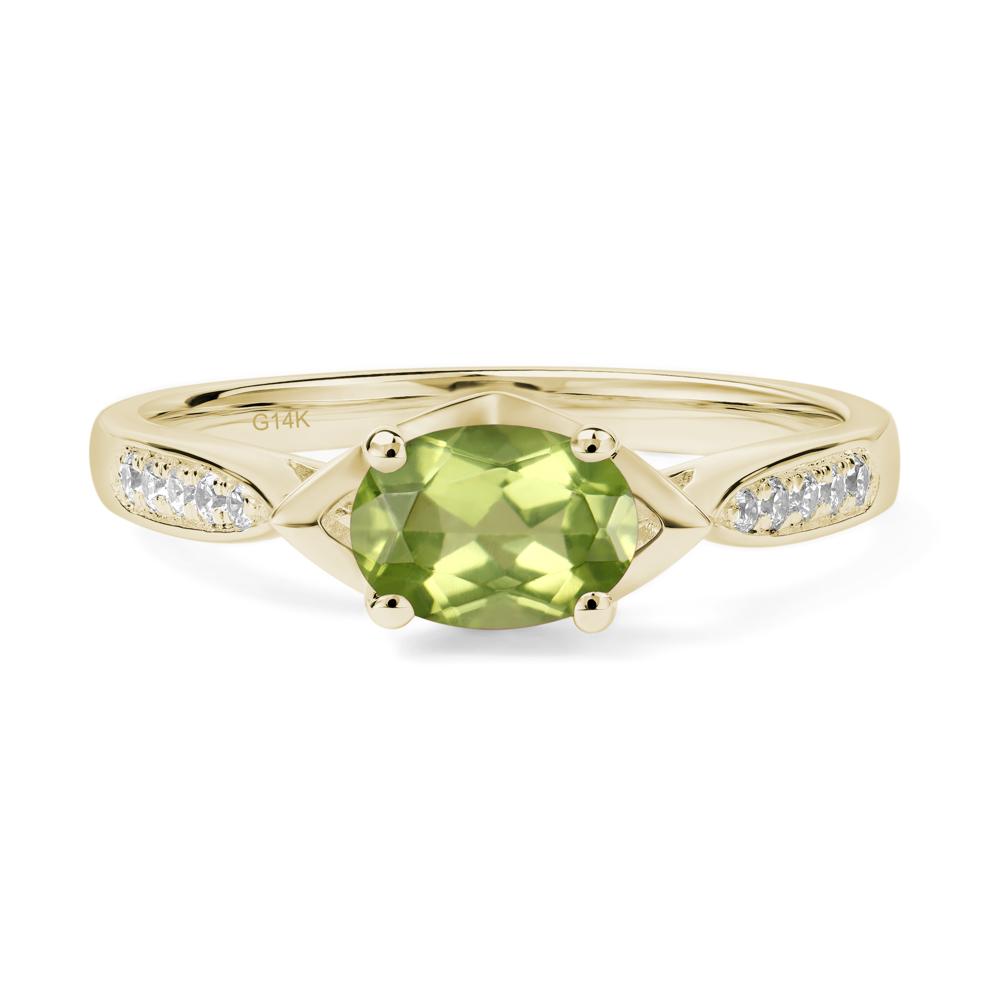 Petite Oval Horizontal Peridot Ring - LUO Jewelry #metal_14k yellow gold