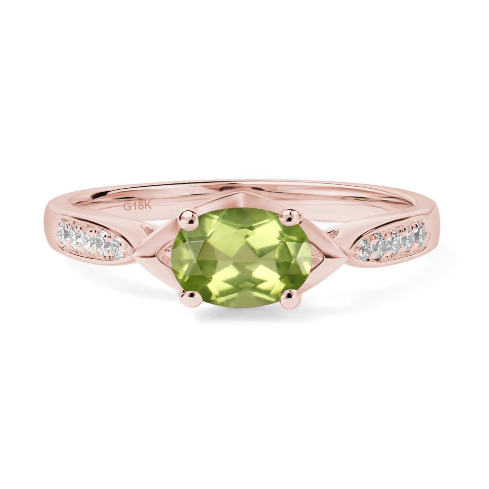 Petite Oval Horizontal Peridot Ring - LUO Jewelry #metal_18k rose gold