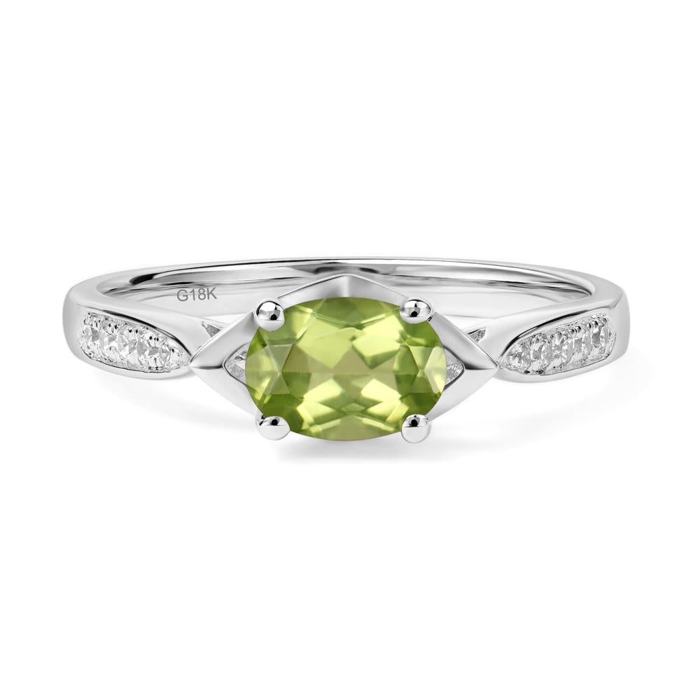 Petite Oval Horizontal Peridot Ring - LUO Jewelry #metal_18k white gold