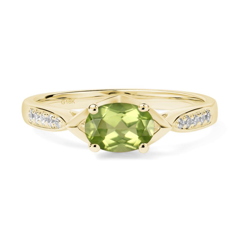 Petite Oval Horizontal Peridot Ring - LUO Jewelry #metal_18k yellow gold