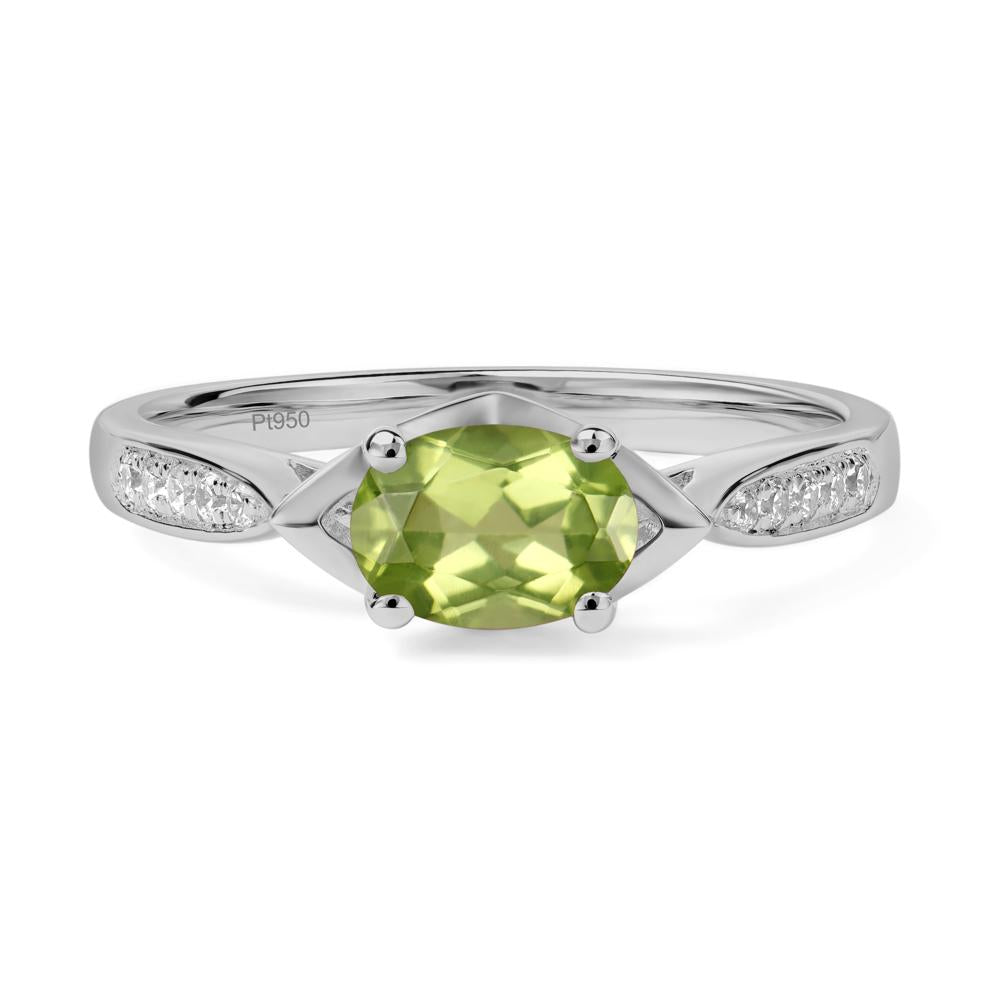 Petite Oval Horizontal Peridot Ring - LUO Jewelry #metal_platinum