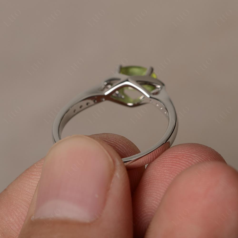 Petite Oval Horizontal Peridot Ring - LUO Jewelry
