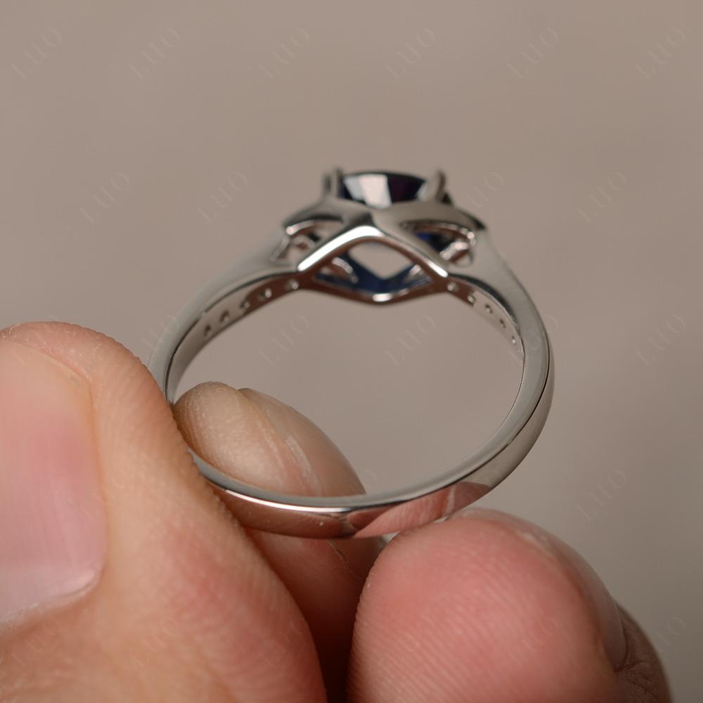 Petite Oval Horizontal Lab Created Sapphire Ring - LUO Jewelry