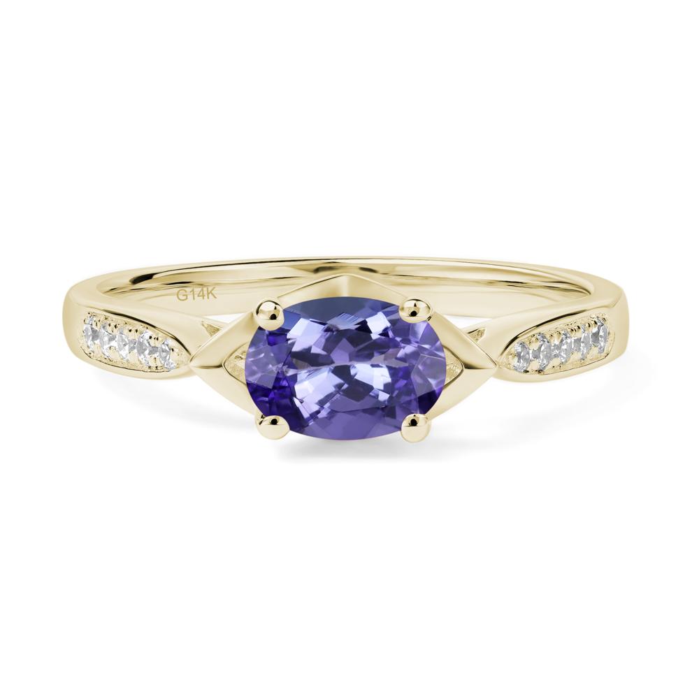 Petite Oval Horizontal Tanzanite Ring - LUO Jewelry #metal_14k yellow gold