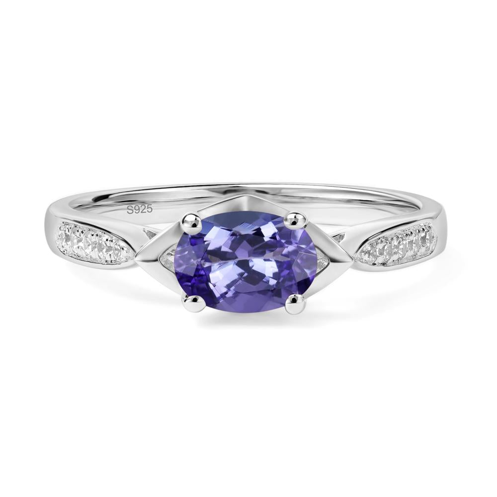 Petite Oval Horizontal Tanzanite Ring - LUO Jewelry #metal_sterling silver