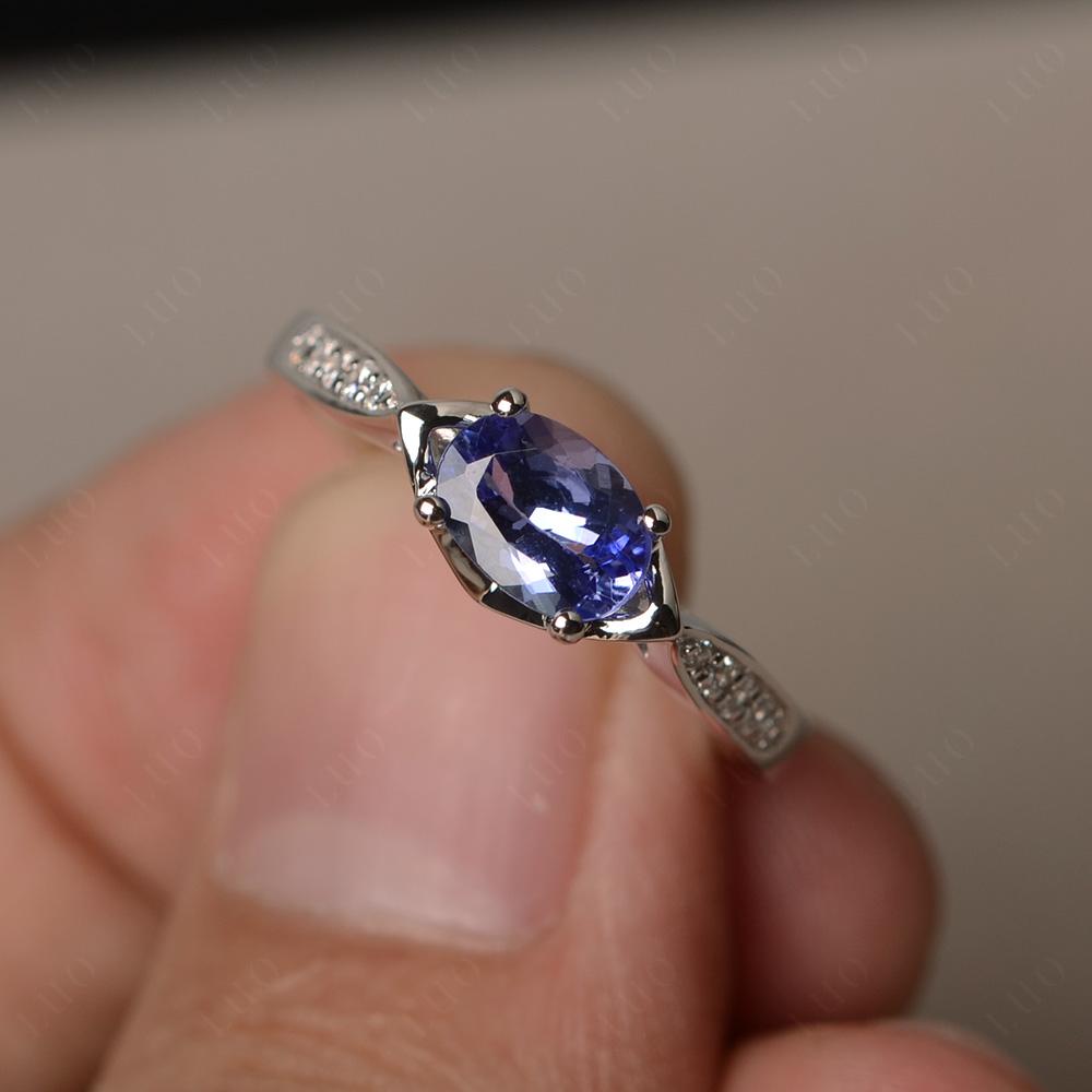 Petite Oval Horizontal Tanzanite Ring - LUO Jewelry