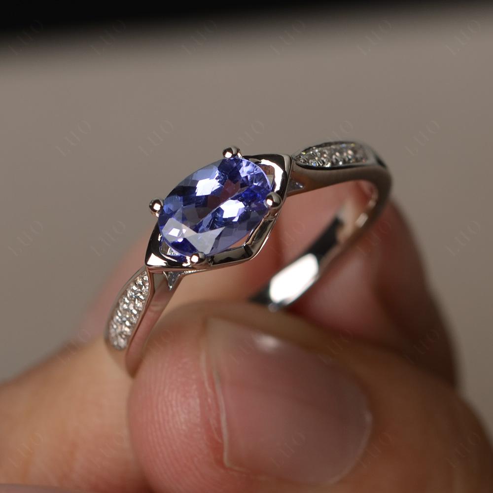 Petite Oval Horizontal Tanzanite Ring - LUO Jewelry