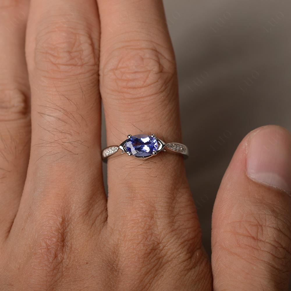 Petite Oval Horizontal Tanzanite Ring - LUO Jewelry
