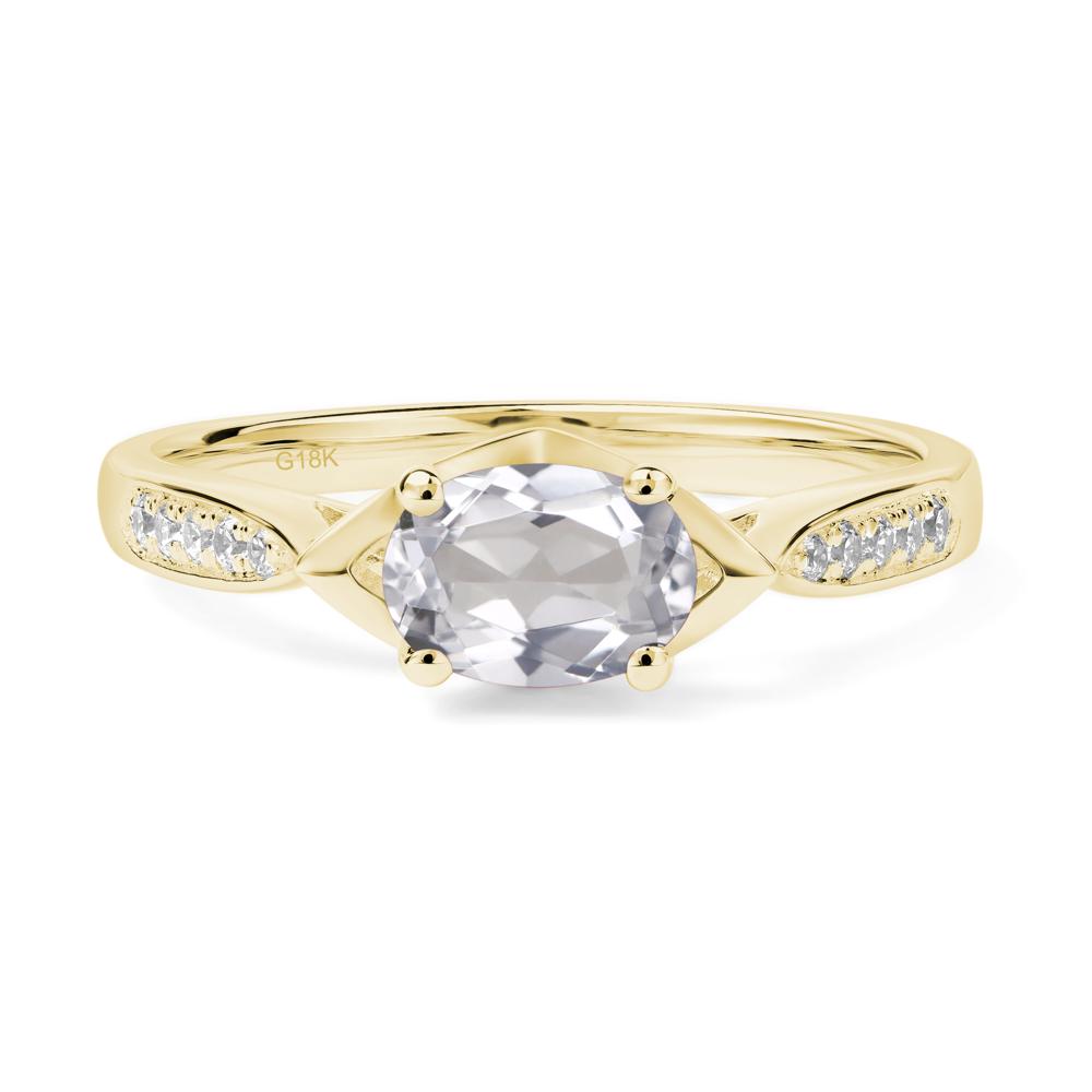 Petite Oval Horizontal White Topaz Ring - LUO Jewelry #metal_18k yellow gold